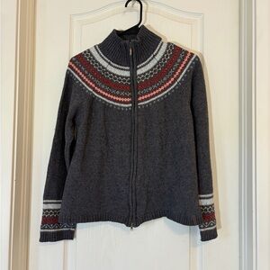 Columbia Wool Blend Nordic Fair Isle Zip Sweater Women’s Small